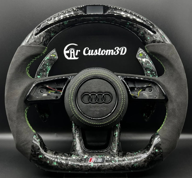 Volant Audi 8v2 en carbon forgé alcantara avec les leds carcustom3d