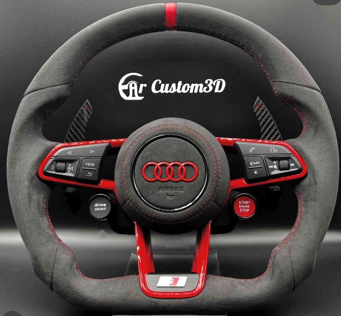 Volant Audi ttrs sur mesure en full alcantara surpiqûre rouge