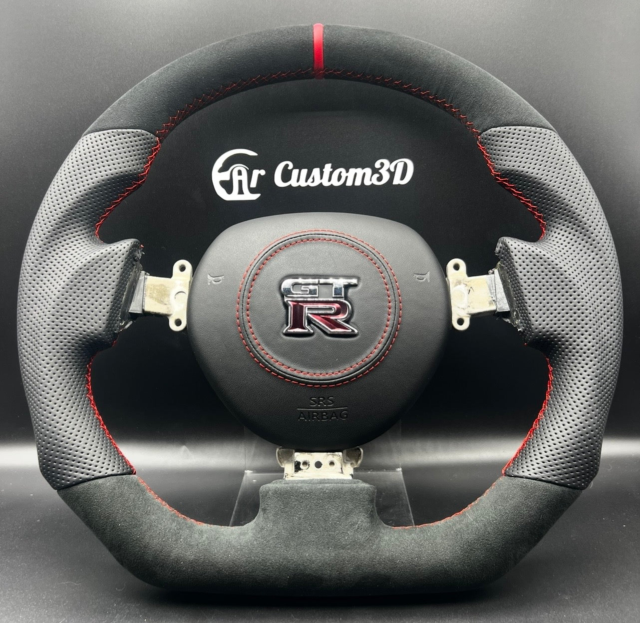 Volant Nissan GT-R R35 sur mesure en Alcantara et cuir CarCustom3D

