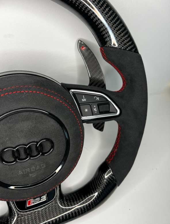 Volant sportif RS original Audi en Alcantara avec palettes de changement de  vitesses Tiptronic, couleur crescendorot.